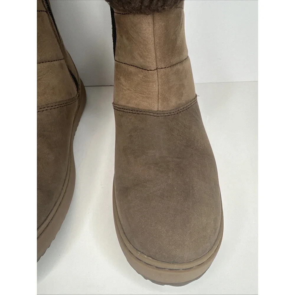 LL Bean 7 M Women's Mountainside Boots‎ Mid Fleece-Lined Brown Side Zip